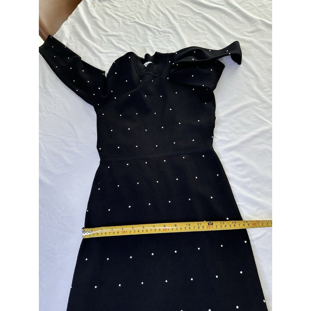 Sandro Tijuana Rhinestone Open Back Midi Dress Black Slit Bodycon Knit XS 34 0 - Picture 8 of 10